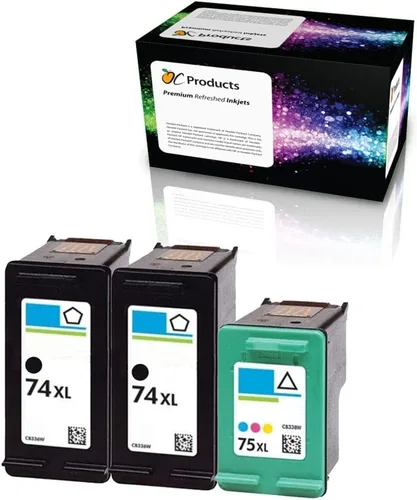 Cartucho de tinta de repuesto para HP 74XL 75XL, paquete de 3 unidades para HP Officejet J6480 Photosmart C4400 C4380 C4500 Deskjet D4260 (2 negros,