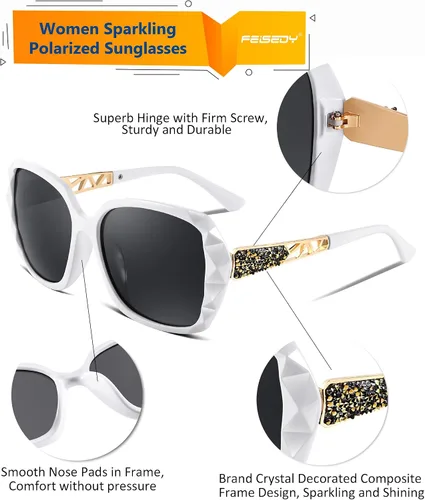 Miniatura 57 de FEISEDY - gafas de sol polarizadas para mujer, marco compuesto brillante B2289