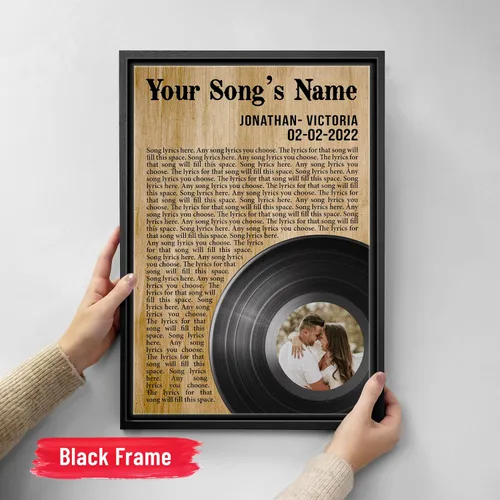 Miniatura 5 de H-DEWALL Lienzo personalizado con marco, letras de canciones personalizadas, aniversario de regalo para marido, arte de pared musical, regalo