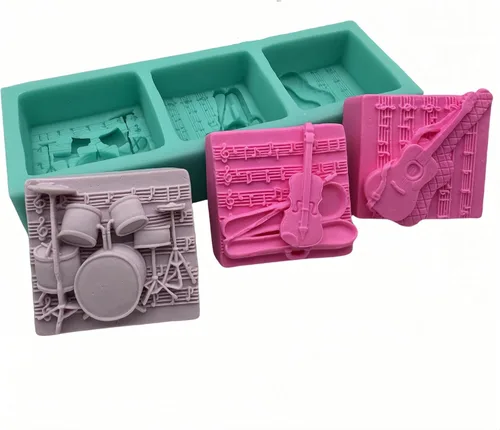 Miniatura 11 de Molde de jabón de silicona musical de 4 cavidades, cera perfumada, resina de yeso, manualidades, molde de silicona, guitarra, bajo, trompeta
