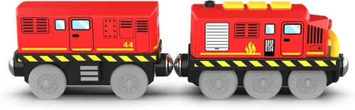 Miniatura 9 de Train Toys - Tren de locomotora a pilas para pista de madera, tren motorizado para niños pequeños con conexión magnética, compatible con Thomas