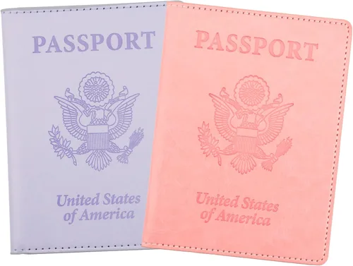 Miniatura 12 de Funda de cuero para pasaporte - Cartera de pasaporte de viaje para mujeres y hombres, artículos esenciales para el aeropuerto con protector, Negro