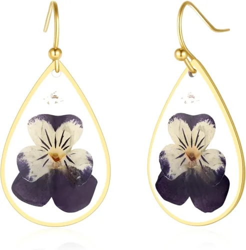Miniatura 15 de Forget-Me-Not and Queen Anne's Lace Pressed Wildflower Earrings Pressed Flower Earrings Handmade Drop and Dangle Earrings Gift for Woman