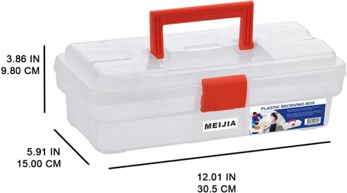 Miniatura 3 de MEIJIA Caja de almacenamiento portátil de herramientas, organizadores con pestillos plegables (negro y naranja) (12 x 5.9 x 3.94 pulgadas)