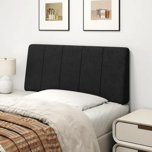 Miniatura 13 de Cabecero Tamaño Queen Solamente - Sin Ensamblaje, Cabecero Tapizado Tamaño Queen Tela de Lino Estilo Moderno Cabeceros para Cama Ajustable Negro