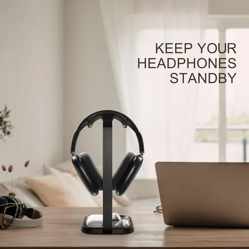 Miniatura 2 de Soporte para auriculares, soporte curvo para auriculares con bandeja de almacenamiento, soporte de auriculares para juegos para AirPods Max, AirPods