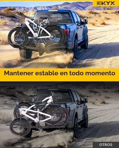 Miniatura 2 de KYX - Soporte de enganche para bicicleta eléctrica de 220 lb, soporte de enganche para 2 bicicletas estilo plataforma para automóviles, camiones