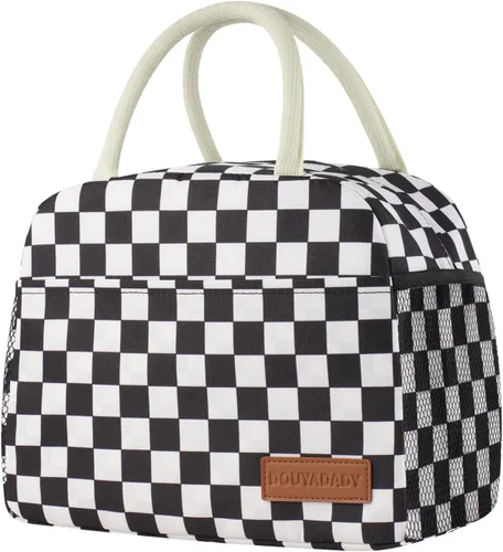Miniatura 27 de douyadady Bolsa de almuerzo para mujeres/hombres, fiambrera mujeres/hombres (azul bebé+rayas blancas)