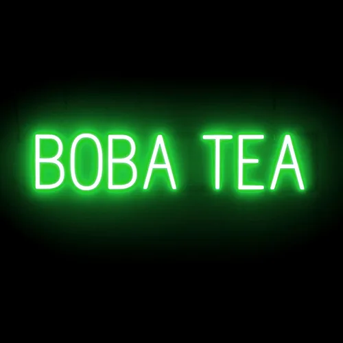 Miniatura 12 de SpellBrite Letrero BOBA para cafeterías y tiendas de té Boba Señales relacionadas con Boba, con aspecto de neón, luz LED azul 17.2 x 6.3 pulgadas