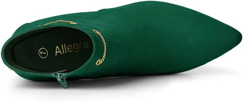 Miniatura 4 de Allegra K Botines de tacón de aguja con cremallera lateral y punta puntiaguda para mujer