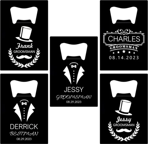 Miniatura 15 de Abrebotellas personalizados, tamaño de tarjeta de crédito, padrinos de boda, regalos para boda, despedida de soltero, abrebotellas de cerveza