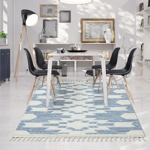 Miniatura 8 de LUXE WEAVERS Ibiza Collection 8068 - Alfombra geométrica suroeste, color azul, 5 x 7
