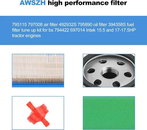 Miniatura 5 de 697153 795115 Filtro de aire 298090 298090S Filtro de combustible 492932S Filtro de aceite Cortacésped Kit de afinación para 794422 698083 797008