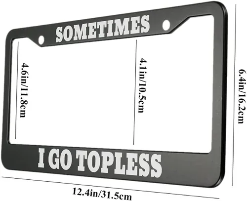 Miniatura 2 de oFloral Sometimes I Go - Marco de matrícula de aleación de aluminio en topless, letras blancas negras, aplicable al marco de metal estándar de EE.