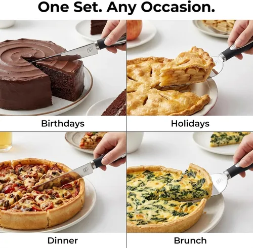 Miniatura 4 de Juego de 2 cuchillos y servidores para tartas de boda, cortador de pasteles y espátula para tartas