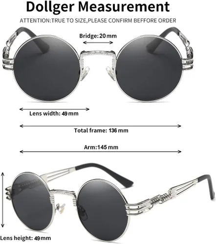 Miniatura 63 de Dollger Gafas de sol redondas Steampunk con marco de metal