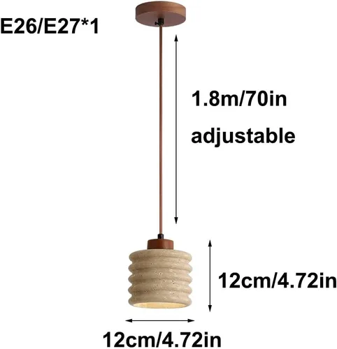 Miniatura 4 de Modern Instant Pendant Lights, 2 Pack Mini Ceiling Hanging Lighting, Nordic Retro Natural Travertine Shade Chandelier for Kitchen Island Living Room
