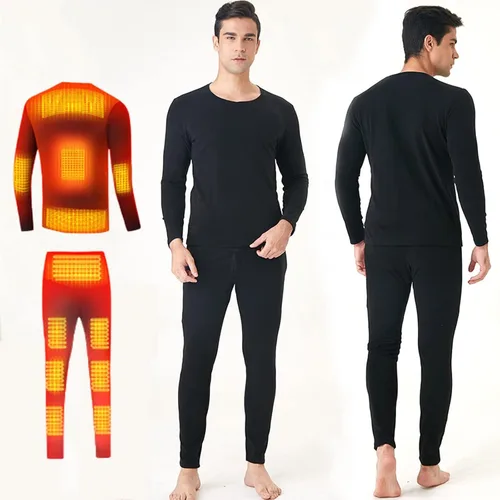 Miniatura 8 de Nalog Conjunto de ropa interior térmica de calefacción para hombre, ropa interior lavable con calefacción USB para invierno al aire libre