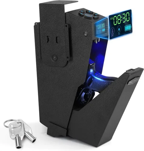 Caja fuerte para pistola de mano, caja fuerte biométrica con apertura biométrica, 3 formas de acceso rápido con huella dactilar/código PIN/CLAVE,