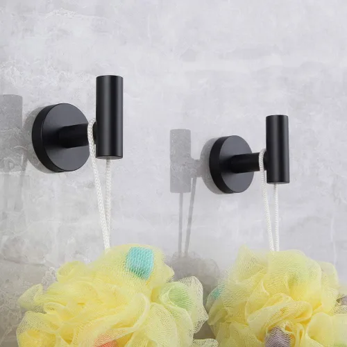 Miniatura 7 de Kit de accesorios de baño negro mate de 5 piezas para montar en la pared, incluye toallero doble de 24 pulgadas, barra de toalla de mano de 12