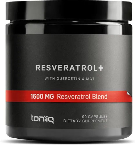 Toniiq Mezcla de resveratrol de 1600 mg - Pureza ultra alta y probada por terceros - con aceite MCT para mayor biodisponibilidad - Suplemento NAD