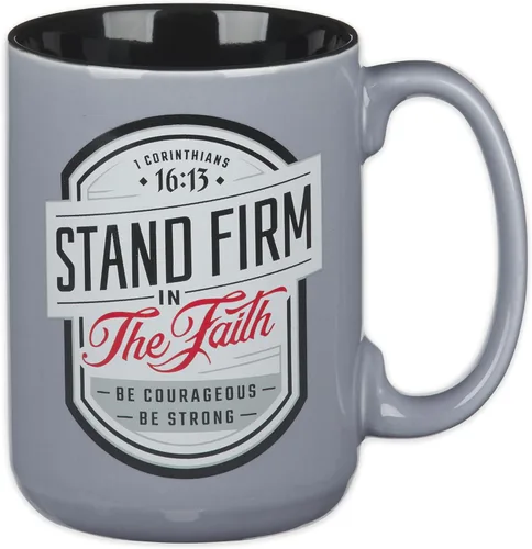Miniatura 26 de Christian Art Gifts Taza grande de cerámica inspiradora con escritura bíblica para café y té para hombres: Versículo bíblico que anima al hombre
