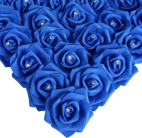 Miniatura 32 de IPOPU 100 unidades de rosas artificiales de aspecto real, rosas falsas de color rosa bebé, rosas de espuma rubor para centros de mesa de boda, Rosa