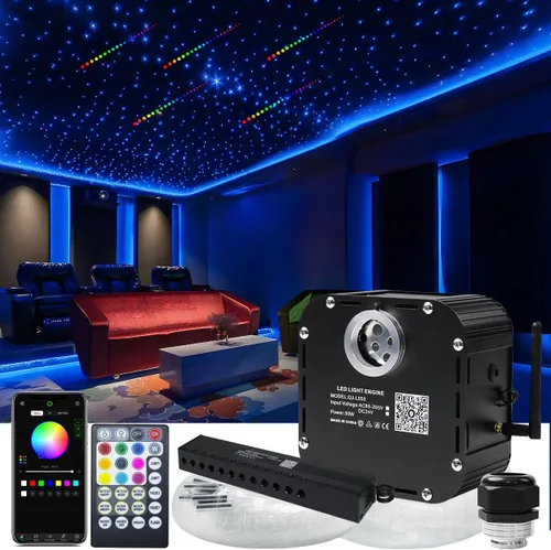 Miniatura 11 de AZIMOM Kits de luz de estrellas de fibra óptica centelleante de alto brillo de 50 W para techo de teatro, 1000 piezas de 0.03 pulgadas y 16.5 pies