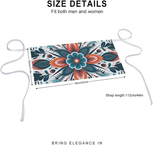 Miniatura 2 de Server Aprons with 3 Pockets Waist Apron Waterproof Half Apron Flower Decorative Pattern Short Cooking Aprons Bib