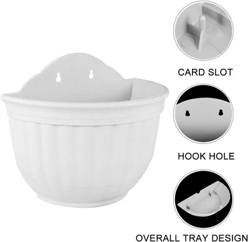 Miniatura 2 de Happyyami Macetas colgantes de interior, 2 piezas de flores colgantes de pared, semicírculo, maceta colgante de medio círculo, plantas artificiales
