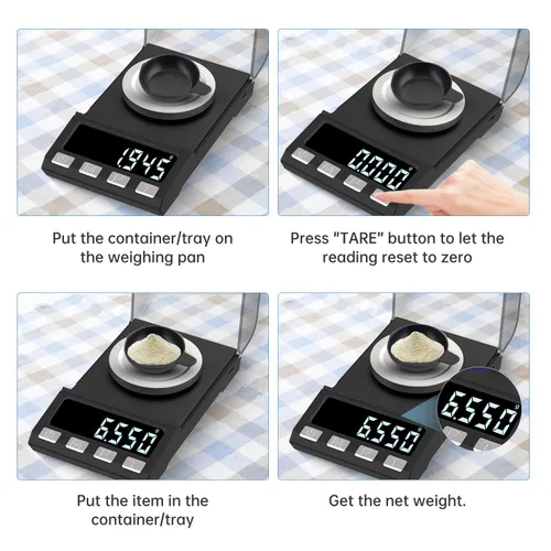 Miniatura 5 de Escala digital miligramos de 3.53 oz/0.00 oz de recargabilidad, báscula de joyería portátil de alta precisión, escala de polvo, microescala