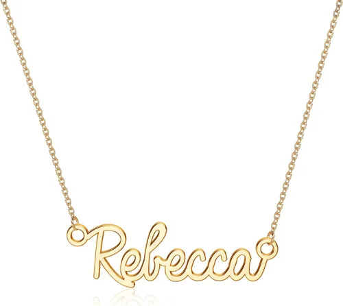 Turandoss - Collar personalizado con nombre, chapado en oro de 14 quilates, collar con dije de nombre delicado, joyería personalizada, regalo para