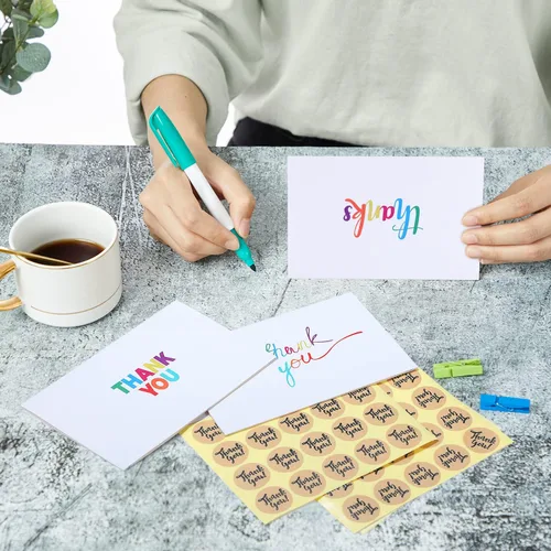 Miniatura 4 de Ohuhu 144 tarjetas de agradecimiento a granel con sobres, juego de notas de agradecimiento con elegantes 8 diseños de arcoíris coloridos, tarjeta