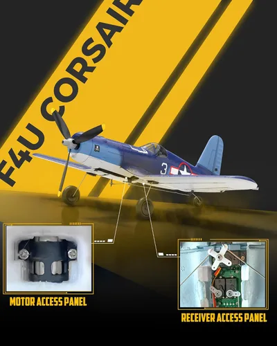 Miniatura 8 de VOLANTEXRC Avión RC para principiantes, Avión RC WWII de 4 canales F4U Corsair con aileron, Avión de control remoto de 2.4Ghz con sistema