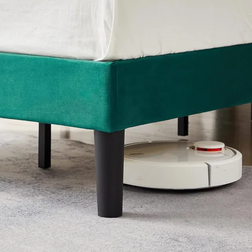 Miniatura 8 de VECELO Base de cama tamaño individual con plataforma tapizada de cuero de alta calidad con cabecera ajustable en altura / base de colchón, soporte