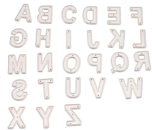 Miniatura 5 de Troqueles de corte de metal, 26 letras mayúsculas del alfabeto para hacer tarjetas, herramienta de grabado en relieve, álbum de recortes, troqueles