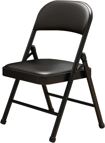 1 paquete de sillas plegables al por mayor con cojín acolchado, marco individual de metal de acero negro, silla plegable para interiores y