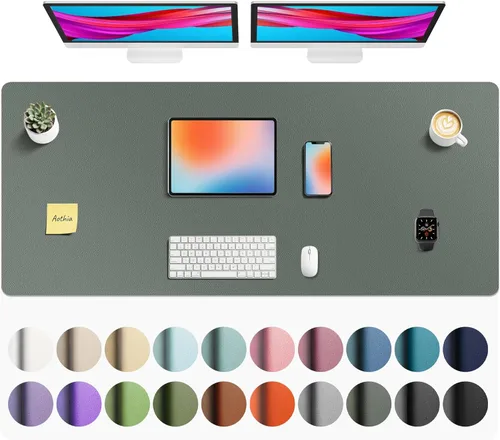 Miniatura 107 de Aothia - Protector de escritorio de cuero sintético, base para mouse, superficie antideslizante e impermeable para escribir y para laptop