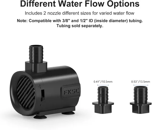 Miniatura 3 de Bomba de agua sumergible de 50 GPH - Bomba de fuente para acuario y pecera Mini, control de flujo ajustable, entrada lateral/inferior de doble Negro