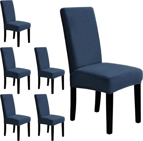 Miniatura 28 de MOSAYT Juego de 2 fundas elásticas de terciopelo para sillas de comedor, fundas suaves con tela extraíble gruesa para sillas Parsons, protectores