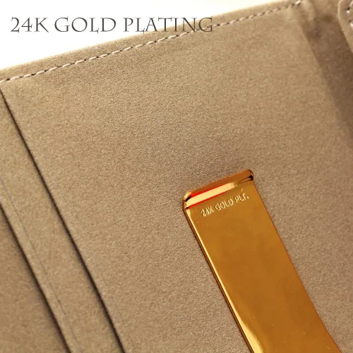 Miniatura 5 de SOTANIA - Clips personalizados de cuero genuino de 24 quilates para hombre carteras delgadas con bolsillo frontal para tarjetas regalo minimalista