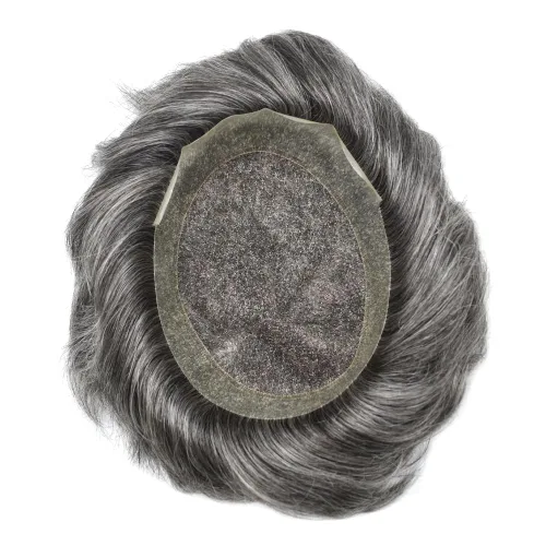Miniatura 8 de Sistema de cabello para hombre Cabello humano suizo encaje tupé para hombres Piezas de pelo Toupee para hombres Sistema de reemplazo de cabello