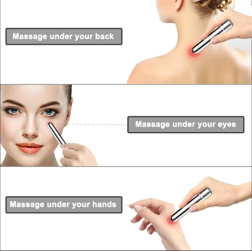 Miniatura 3 de Mini masajeador de mano inalámbrico para cara, dedo, cuello, hombros, masaje eléctrico de espalda, herramienta de masaje para Relaxion (plateado)