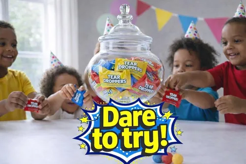 Miniatura 5 de Tear Droppers - Bolas de chicle ácidas, 250 unidades, sin tintes artificiales, envueltas individualmente, cereza, limón y frambuesa azul, caramelos
