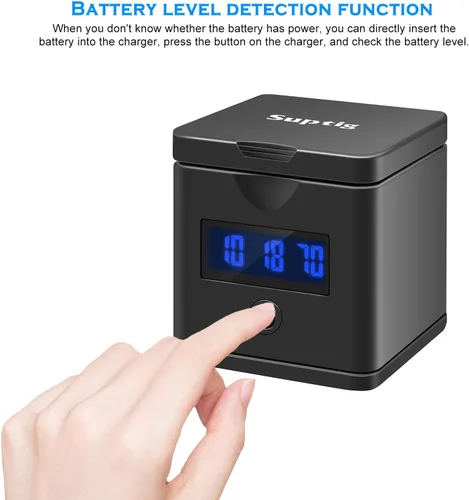 Miniatura 4 de Suptig Paquete de 2 baterías compatibles con GoPro Hero 8, GoPro Hero 7 Black, Hero 6, Hero 5, estación de carga de batería de 3 canales para Hero 8