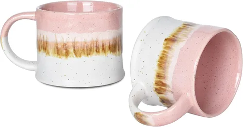 Miniatura 9 de Bosmarlin Juego de 2 tazas de café medianas de cerámica, 15 onzas, taza de té grande de cerámica para oficina y hogar, apta para lavavajillas y Beige