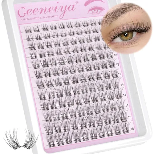 Miniatura 10 de Extensiones de pestañas en racimo con banda transparente, pestañas cortas y onduladas C, extensiones de pestañas naturales en racimo, pestañas