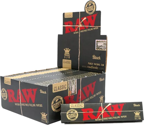 Miniatura 2 de RAW Classic Black King Size Slim Natural - Papel de liar ultrafino de 4.331 in (4.331 in) (50 unidades)