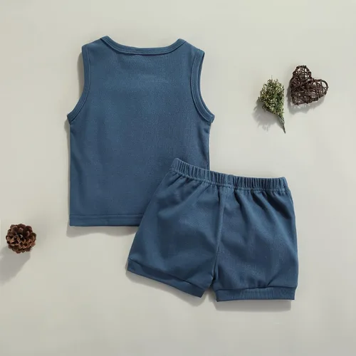 Miniatura 6 de CIYCUIT Conjunto de 2 piezas de ropa de verano para bebé, ropa de playa, sin mangas, pantalones cortos