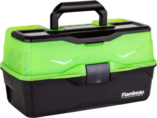 Flambeau Outdoors 6383FG Caja de aparejos clásica de 3 bandejas, organizador portátil de aparejos, verde escarchado/negro